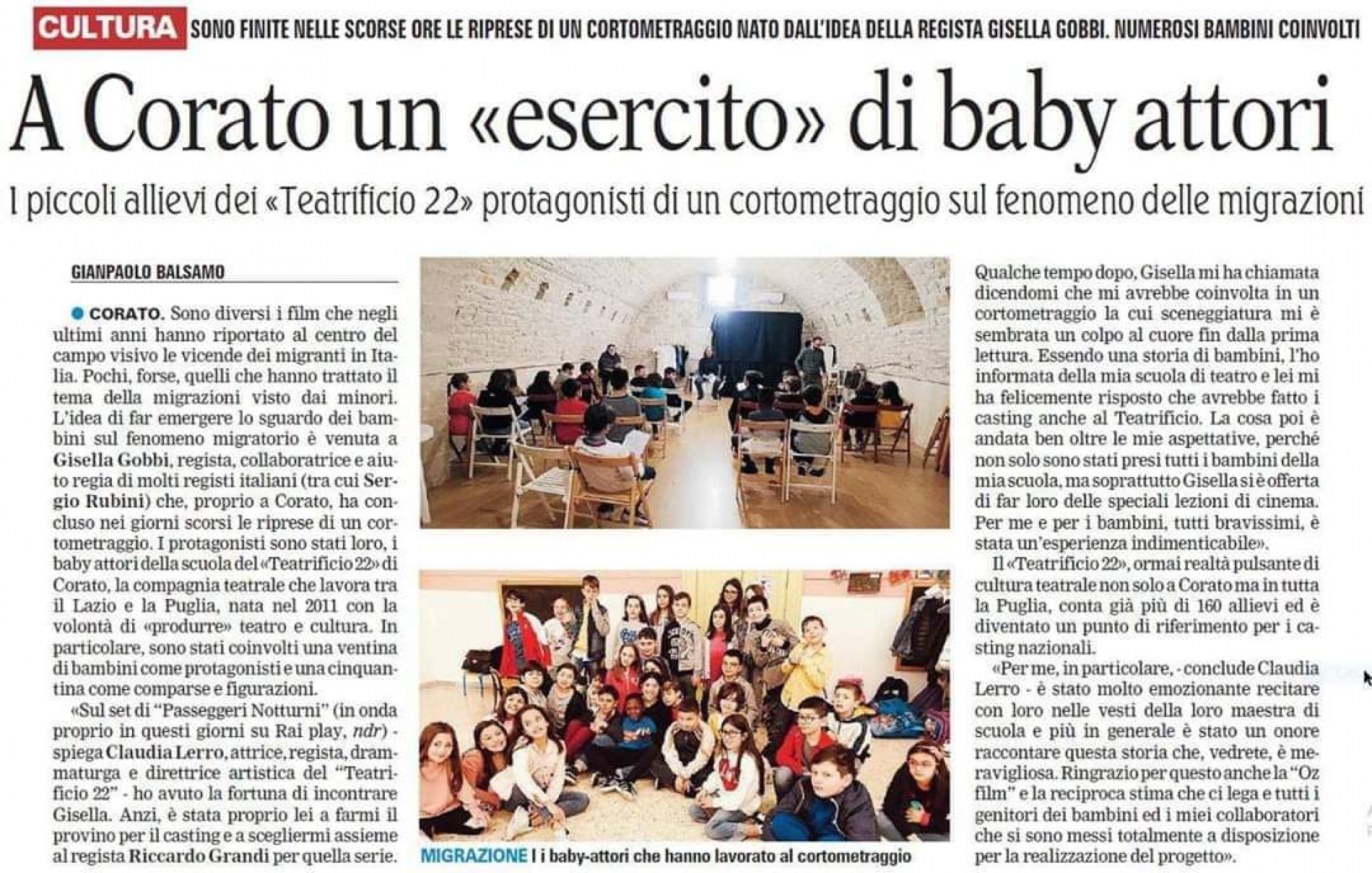 A Corato un &quot;esercito&quot; di baby attori